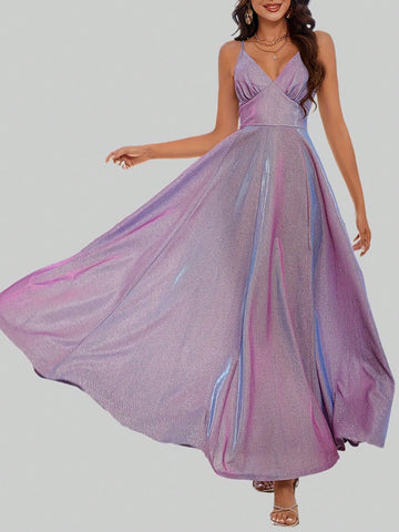 Elegant And Graceful Long, Flowy Bridesmaid Dress With Spaghetti Straps