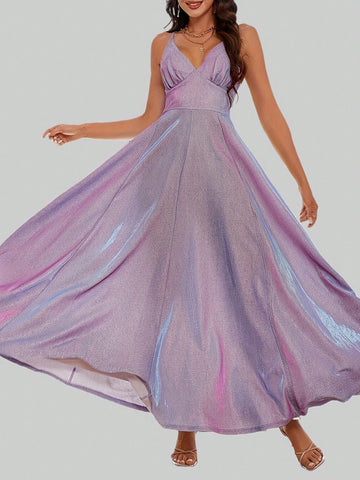 Elegant And Graceful Long, Flowy Bridesmaid Dress With Spaghetti Straps