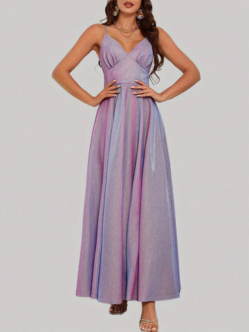 Elegant And Graceful Long, Flowy Bridesmaid Dress With Spaghetti Straps