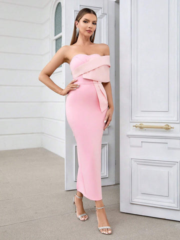 Elegant, Backless Dress Wrapped In Breast
