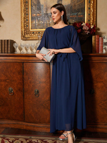 Elegant Blue Chiffon Mother Of The Bride Dress For Wedding Party