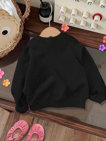 Elegant Bow Decor, Young Girls Casual Everyday Comfortable Thicken Knit Long Sleeve Sweatshirt, Suitable For Autumn/Winter