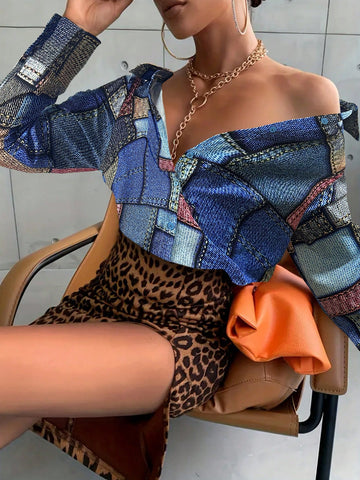 Elegant Design Tie-Dye Long Sleeve Blouse For Women