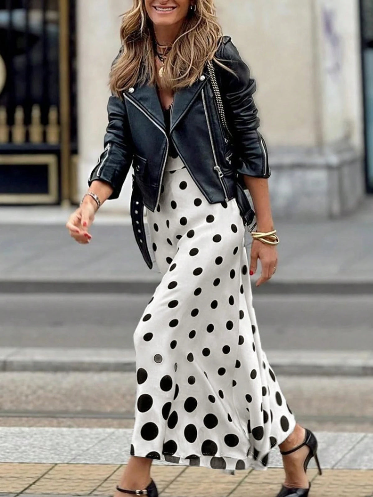 Elegant Fashion Spring And Summer White Gradient Polka Dot Print, Casual And Elegant Comfortable Street Vacation, 2025 New Listing Bustier Skirt