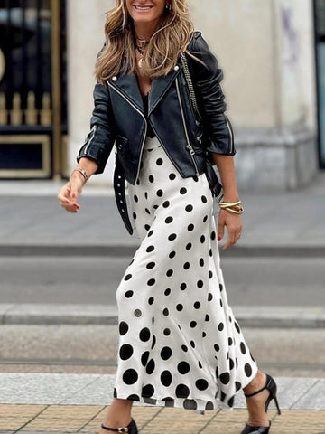 Elegant Fashion Spring And Summer White Gradient Polka Dot Print, Casual And Elegant Comfortable Street Vacation, 2025 New Listing Bustier Skirt