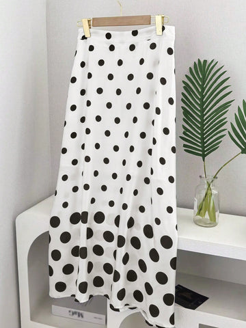 Elegant Fashion Spring And Summer White Gradient Polka Dot Print, Casual And Elegant Comfortable Street Vacation, 2025 New Listing Bustier Skirt