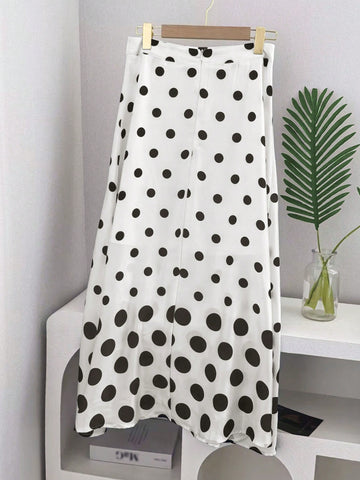 Elegant Fashion Spring And Summer White Gradient Polka Dot Print, Casual And Elegant Comfortable Street Vacation, 2025 New Listing Bustier Skirt