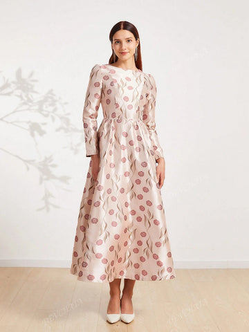 Elegant Floral Embroidered Formal Gown Dress For Women