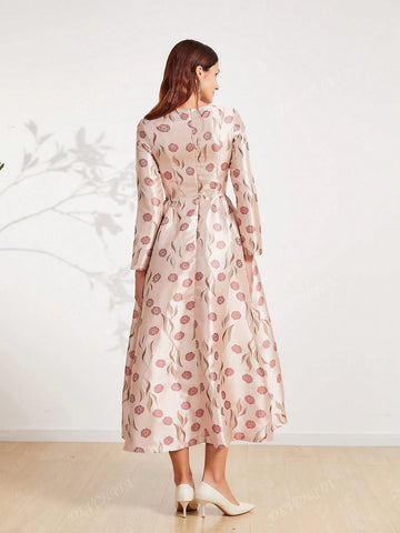 Elegant Floral Embroidered Formal Gown Dress For Women
