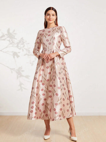 Elegant Floral Embroidered Formal Gown Dress For Women