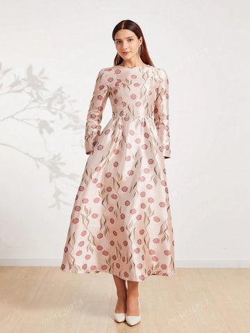 Elegant Floral Embroidered Formal Gown Dress For Women