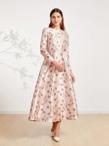 Elegant Floral Embroidered Formal Gown Dress For Women