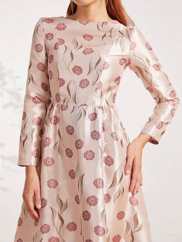 Elegant Floral Embroidered Formal Gown Dress For Women