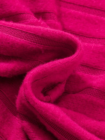 Elegant Fringe Decor Bodycon Ribbed Dress For Young Girl, Magenta, Suitable For Daily Wear In Spring & Autumn