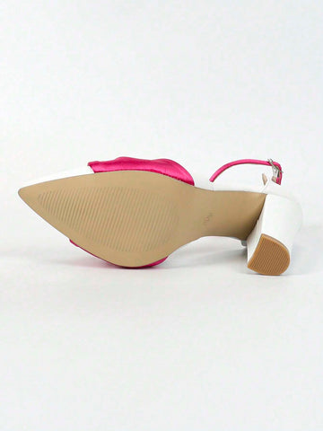 Elegant High Heel Shoes, Women's Spring/Summer Pointed Toe Thick Heel One-Strap Hollow-Out Pumps,