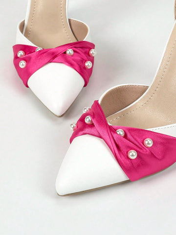 Elegant High Heel Shoes, Women's Spring/Summer Pointed Toe Thick Heel One-Strap Hollow-Out Pumps,