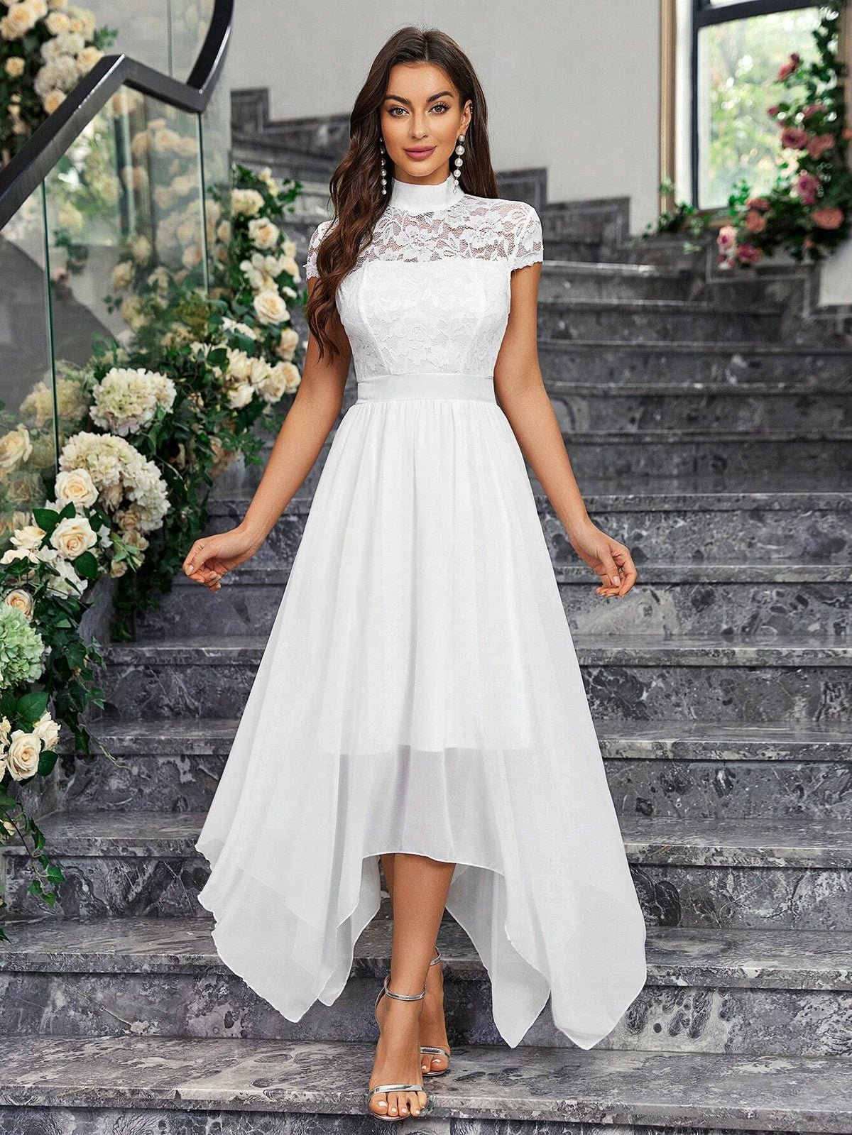 Elegant Lace Decorated Bridesmaid Dress For Ladies (Adult)