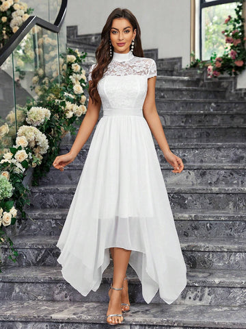 Elegant Lace Decorated Bridesmaid Dress For Ladies (Adult)