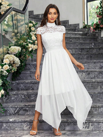 Elegant Lace Decorated Bridesmaid Dress For Ladies (Adult)