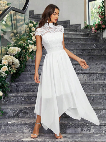 Elegant Lace Decorated Bridesmaid Dress For Ladies (Adult)