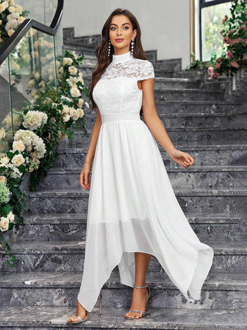 Elegant Lace Decorated Bridesmaid Dress For Ladies (Adult)