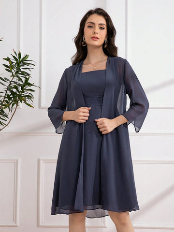 Elegant Mid-Length 2-Piece Mother Of The Bride Dress,Wedding Event Dress