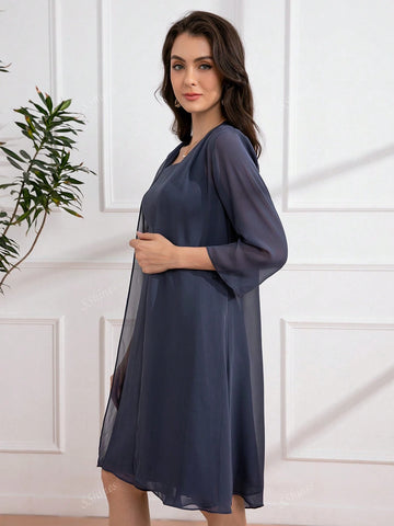 Elegant Mid-Length 2-Piece Mother Of The Bride Dress,Wedding Event Dress