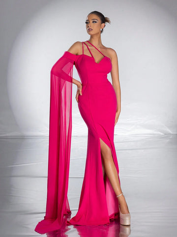 Elegant Off Shoulder Slit Long Formal Dress