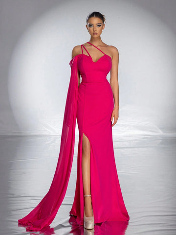 Elegant Off Shoulder Slit Long Formal Dress