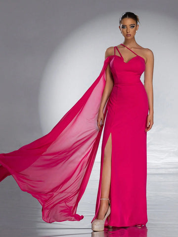 Elegant Off Shoulder Slit Long Formal Dress