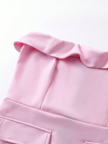 Elegant Sexy Solid Color Pocket Decor Fitted Bodycon Dress