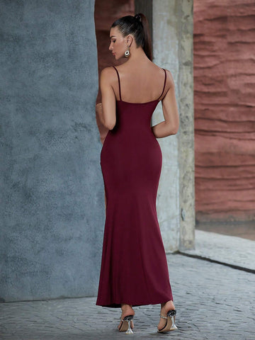 Elegant Slim-Fit Mermaid Hem Party Dress With Spaghetti Straps And Bodycon Design For Girls' Night Out