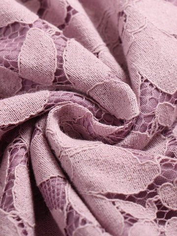 Elegant Solid Color Hollow Out Floral Skirt For Women, Summer