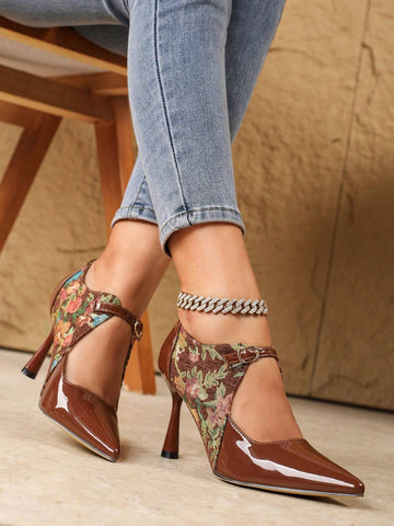 Elegant Strap Buckle Mary Jane Pumps, Lightweight Thin Heel Dress Shoes,