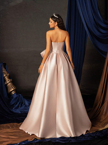 Smilprince Long Elegant Sequin Butterfly Bowknot Decoration Evening Dress