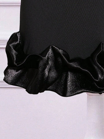 Elegant Summer Young Girl Sleeveless Dress With 3D Flower Edge Hem