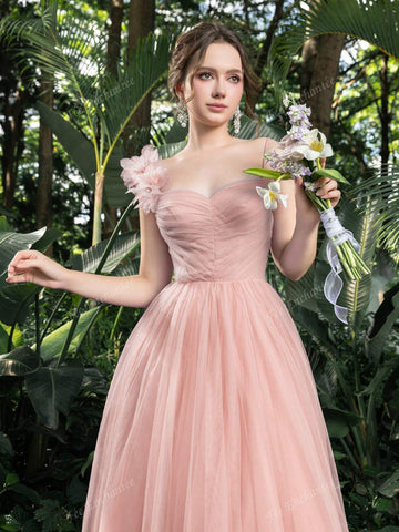 Elegant Tulle Ruched Bust Slip Prom Homecoming Dress Perfect For Back To School, Gathering, Dance & Cocktail Events