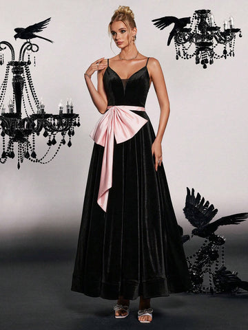 Elegant & Dignified High-End Design Spaghetti Strap Slimming Evening Dress