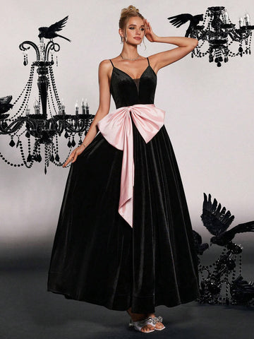 Elegant & Dignified High-End Design Spaghetti Strap Slimming Evening Dress