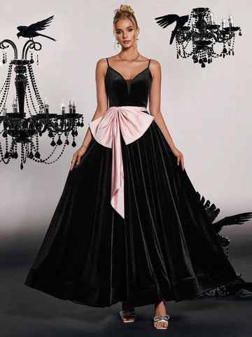 Elegant & Dignified High-End Design Spaghetti Strap Slimming Evening Dress