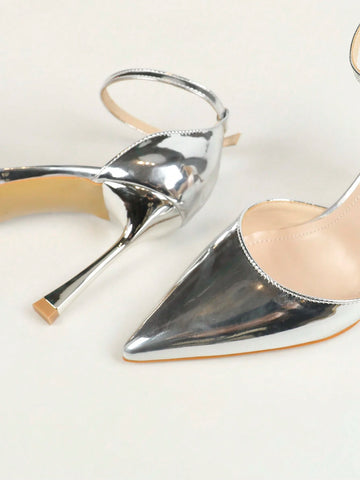 Elegant & Fashionable High Heel Pointed Toe Hollow Out Ankle Strap Shoes For Office Ladies