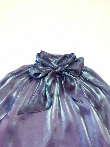 Elegant & Fashionable High Neck Puff Sleeve Long Sleeve Vintage Collar With Tie Shirt