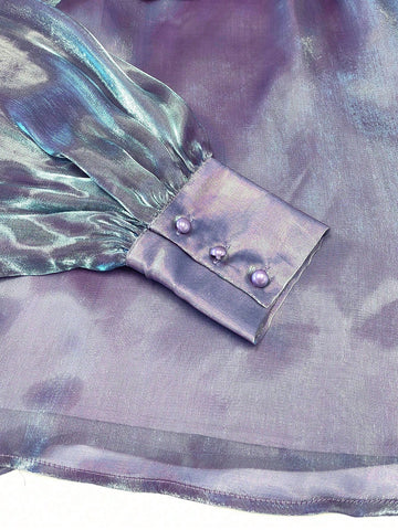 Elegant & Fashionable High Neck Puff Sleeve Long Sleeve Vintage Collar With Tie Shirt