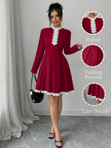 Elenzga Women Solid Color Simple Style Casual Everyday Mini Dress