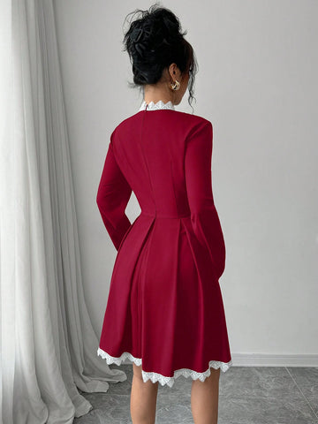 Elenzga Women Solid Color Simple Style Casual Everyday Mini Dress