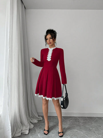 Elenzga Women Solid Color Simple Style Casual Everyday Mini Dress