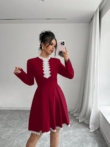 Elenzga Women Solid Color Simple Style Casual Everyday Mini Dress