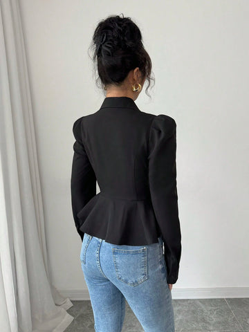 Elenzga Women's Elegant Plaid Patchwork Long Sleeve Ruffle Blouse, Suitable For Business/Commuting, Spring/Autumn