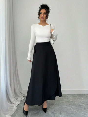 Elenzga Women's Long Casual Simple & Fashionable Skirt, For Everyday Wear Maxi Women Outfit