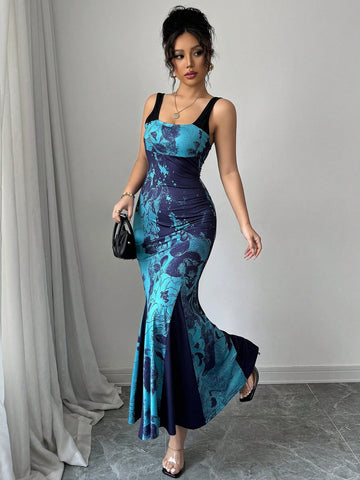 Elenzga Women's Spaghetti Strap Pleated Long Dress, Elegant Casual